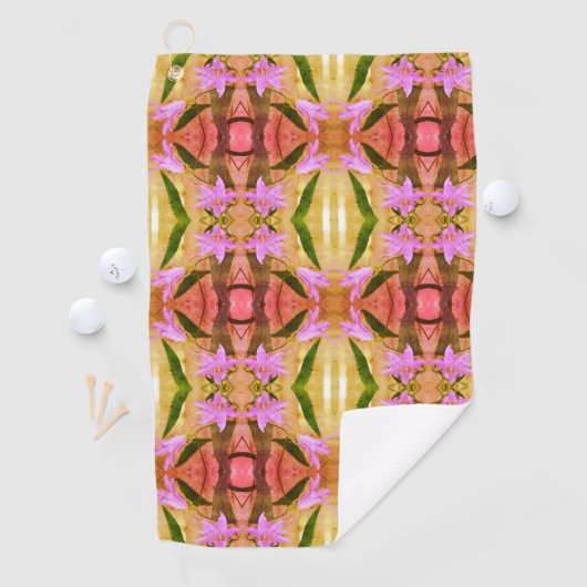 繊細な紫色の花抽象芸術アートパターン ゴルフタオル (インサイチュ)