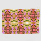 繊細な紫色の花抽象芸術アートパターン ゴルフタオル (横)