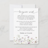 繊細な紫色の野生の花のハネムーンの願い 招待状 (正面)