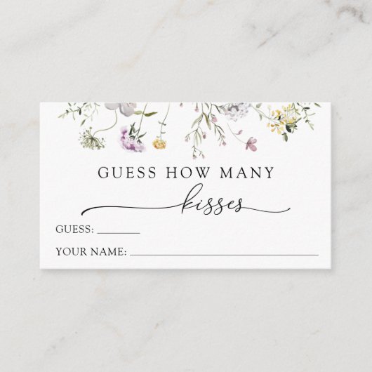 繊細な紫色の野生の花はいくつかを推測するキス エンクロージャーカード (正面)