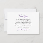 繊細な紫色の野花リースバプテスマ サンキューカード (正面)