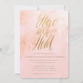 繊細な絵を描赤面と金ゴールド結婚式招待状 招待状 (正面)