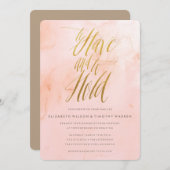 繊細な絵を描赤面と金ゴールド結婚式招待状 招待状 (正面/裏面)