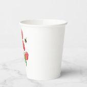 繊細な緋色のケシの花と（昆虫）マルハナバチ 紙コップ (左)