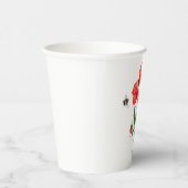 繊細な緋色のケシの花と（昆虫）マルハナバチ 紙コップ (右)