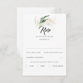 繊細な緑と金ゴールド離れウェディングRSVP 出欠カード (正面/裏面)