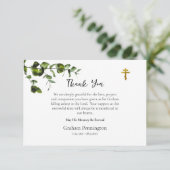 繊細な緑のシンプル正統の葬儀 サンキューカード (スタンド正面)