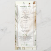 繊細な緑のモダン ボタニカル ボヘミア ウェディング プログラム (裏面)