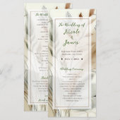 繊細な緑のモダン ボタニカル ボヘミア ウェディング プログラム (正面/裏面)