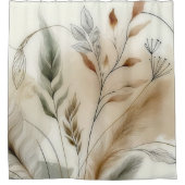 繊細な緑のモダン ボタニカル ボーホー シャワーカーテン (正面)