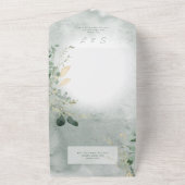 繊細な緑の写真モダンディナー オールインワン招待状 (外側)