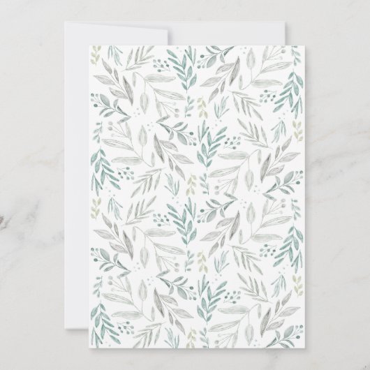 繊細な緑の台本 |結婚式招待状 招待状 (裏面)