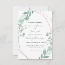 繊細な緑の幾何学的結婚枠 招待状
