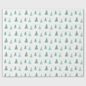 繊細な緑の木のクリスマス ラッピングペーパー (フラット)