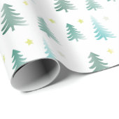繊細な緑の木のクリスマス ラッピングペーパー (ロールコーナー)
