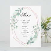 繊細な緑の枠結婚のメニュー メニュー (スタンド正面)