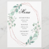 繊細な緑の枠結婚のメニュー メニュー (正面)