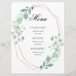繊細な緑の枠結婚のメニュー メニュー