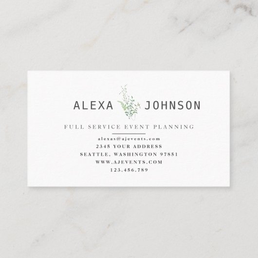 繊細な緑の森 名刺 (裏面)