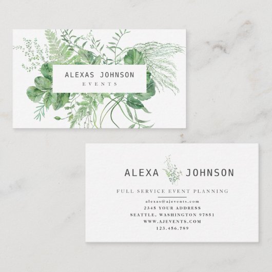 繊細な緑の森 名刺 (正面/裏面)