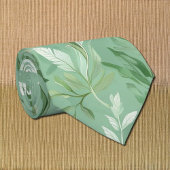 繊細な緑の植物模様 ネクタイ