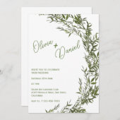 繊細な緑の水カラー結婚式招待状 招待状 (正面/裏面)