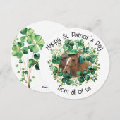 繊細な緑の水彩画のクローバー飾り シーズンカード (正面/裏面)