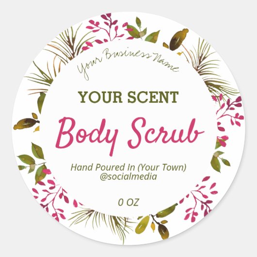 繊細な緑の白い製品ラベル ラウンドシール (正面)