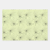 繊細な緑の野の花 タンポポの優しいキス 花のような ラッピングペーパーシート (正面3)