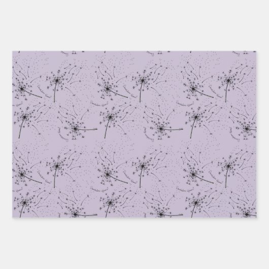 繊細な緑の野の花 タンポポの優しいキス 花のような ラッピングペーパーシート (正面)