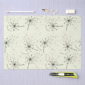 繊細な緑の野の花 タンポポの優しいキス 花のような 薄葉紙 (クラフト)