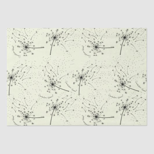 繊細な緑の野の花 タンポポの優しいキス 花のような 薄葉紙 (正面)