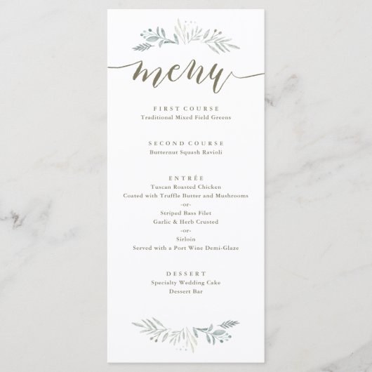 繊細な緑 |のメ結婚ニュー メニュー (正面)