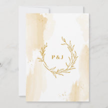 繊細な線形葉結婚式招待状