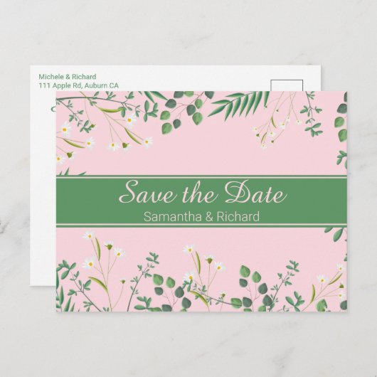 繊細な縁どフローラ結婚の ポストカード (正面/裏面)