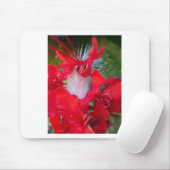 繊細な美しい:白い羽毛の赤い花 マウスパッド (マウス)
