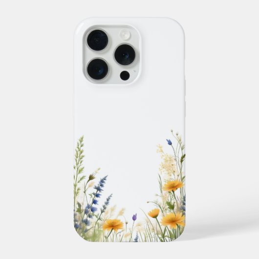 繊細な美しさ: スリムな野の花と草 iPhoneケース (裏面)