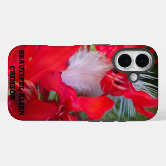 繊細な美しさ：白い羽毛の赤い花 Case-Mate iPhoneケース (裏面 (横))