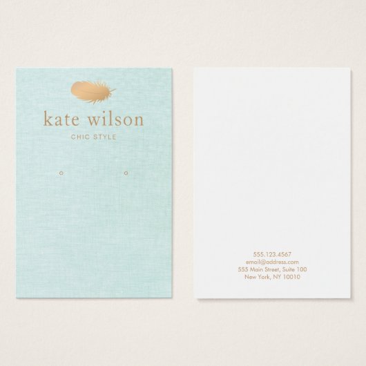 繊細な羽飾りイヤリングディスプレイカード (正面&裏面)