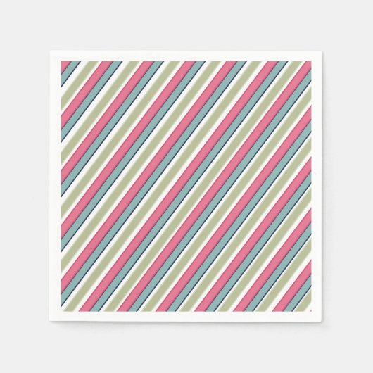 繊細な色のストライプ スタンダードカクテルナプキン (正面)