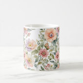 繊細な色合いの庭フローラ コーヒーマグカップ (中央)
