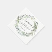 繊細な色彩の鮮やかオリーブと葉オイレのモノグラム スタンダードカクテルナプキン (角)