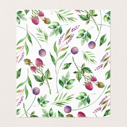 繊細な花と果実のパターンとリース 名刺 (内部フラット)