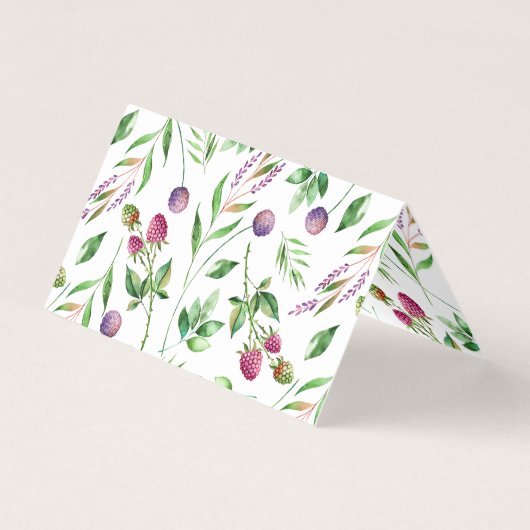 繊細な花と果実のパターンとリース 名刺 (裏面)