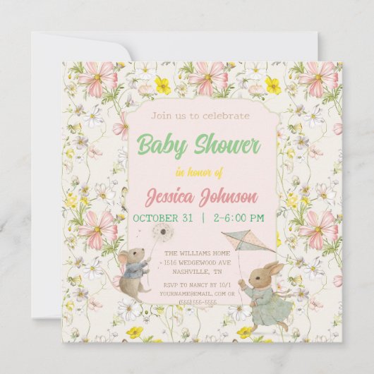 繊細な花と葉スタイルの中国のInvite (正面)