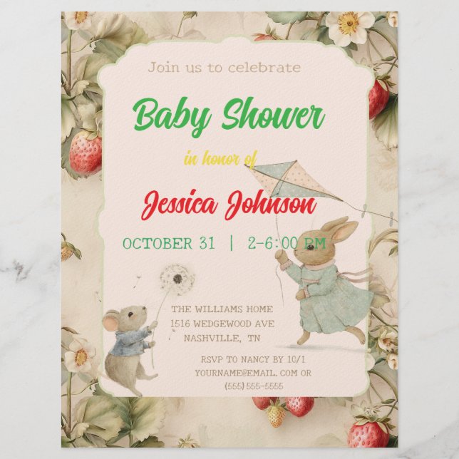 繊細な花と葉スタイルの中国のInvite レターヘッド (正面)