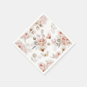 繊細な花と蝶 スタンダードカクテルナプキン (角)