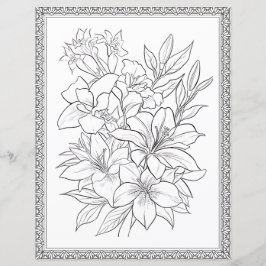 繊細な花のぬりえページ スクラップブック用紙