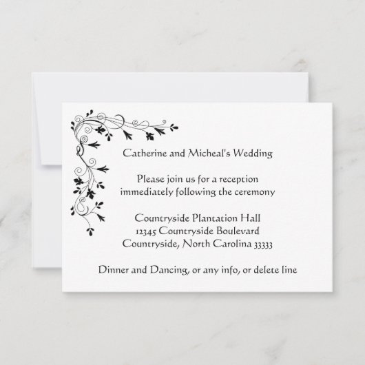 繊細な花のウェディングレセプション会場案内 招待状 (正面)