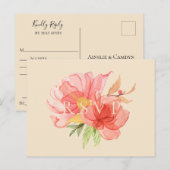 繊細な花のウェディング RSVP 曲リクエスト インビテーションポストカード (正面/裏面)